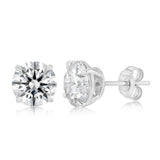 Luminesce Lab Grown 4 Carat Diamond Solitaire Stud Earrings in Platinum Plated Sterling Silver