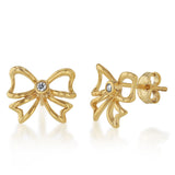 Luminesce Lab Grown Diamond Ribbon Stud Earrings in Gold Plated Silver