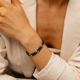 Luminesce Lab Grown 0.35 Carat Diamond 17cm Bracelet in Gold Plated Sterling Silver & Black Ceramic