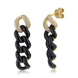 Luminesce Lab Grown 1/2 Carat Diamond Drop Earrings in Gold Plated Sterling Silver & Black Ceramic