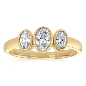 Luminesce Lab Grown Diamond Bezel Trilogy Ring in 9ct Yellow Gold