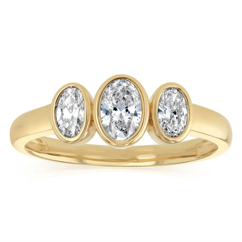 Luminesce Lab Grown Diamond Bezel Trilogy Ring in 9ct Yellow Gold