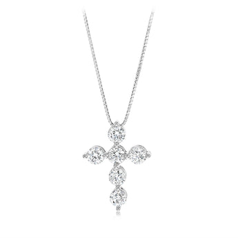 Luminesce Lab Grown 1 Carat Diamond Cross Pendant in Sterling Silver