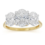 Luminesce Lab Grown 3 Carat Diamond Trilogy Oval Ring in 9ct Yellow Gold