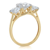 Luminesce Lab Grown 3 Carat Diamond Trilogy Oval Ring in 9ct Yellow Gold