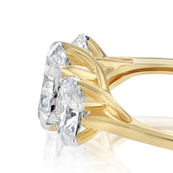 Luminesce Lab Grown 3 Carat Diamond Trilogy Oval Ring in 9ct Yellow Gold