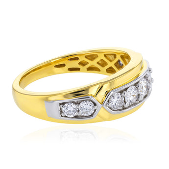Luminesce Lab Grown 1 Carat Diamond Gents Ring in Gold Plated Sterling Silver
