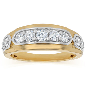 Luminesce Lab Grown 1 Carat Diamond Gents Ring in Gold Plated Sterling Silver