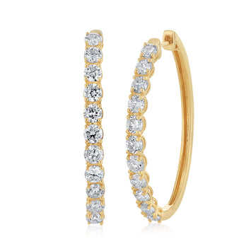 Luminesce Lab Grown 1.90 Carat Diamond Hoop Earrings in Gold Plated Sterling Silver