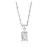 Luminesce Lab Grown 0.70 Cara Diamond Emerald Pendant on Chain in Sterling Silver