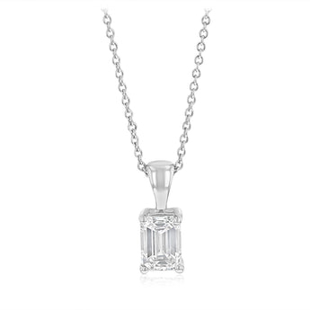 Luminesce Lab Grown 0.70 Cara Diamond Emerald Pendant on Chain in Sterling Silver
