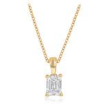 Luminesce Lab Grown 1/2 Carat Diamond Emerald Pendant on Chain in Gold Plated Sterling Silver