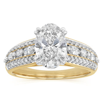 Luminesce Lab Grown 2 Carat Diamond Ring in 9ct Yellow and White Gold
