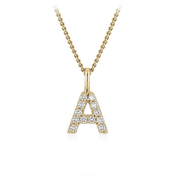 Personalised 9ct Yellow Gold Initial A Pendant with Luminesce Lab Grown Diamonds
