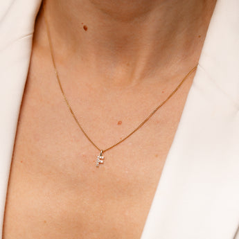 Personalised 9ct Yellow Gold Initial F Pendant with Luminesce Lab Grown Diamonds