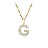 Personalised 9ct Yellow Gold Initial G Pendant with Luminesce Lab Grown Diamonds