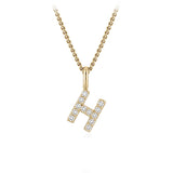 Personalised 9ct Yellow Gold Initial H Pendant with Luminesce Lab Grown Diamonds