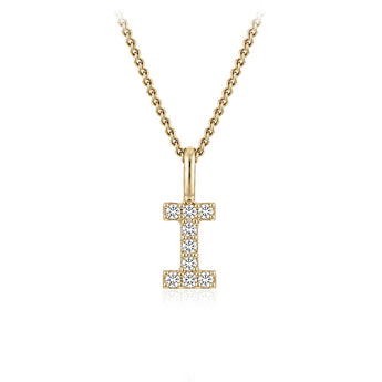 Personalised 9ct Yellow Gold Initial I Pendant with Luminesce Lab Grown Diamonds