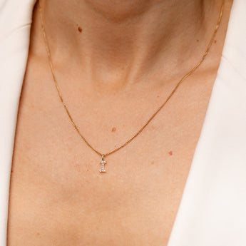 Personalised 9ct Yellow Gold Initial I Pendant with Luminesce Lab Grown Diamonds