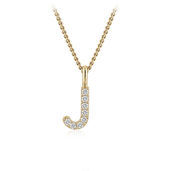 Personalised 9ct Yellow Gold Initial J Pendant with Luminesce Lab Grown Diamonds