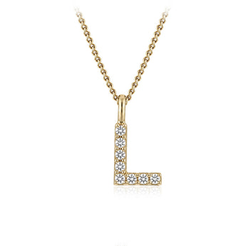 Personalised 9ct Yellow Gold Initial L Pendant with Luminesce Lab Grown Diamonds