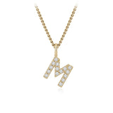 Personalised 9ct Yellow Gold Initial M Pendant with Luminesce Lab Grown Diamonds