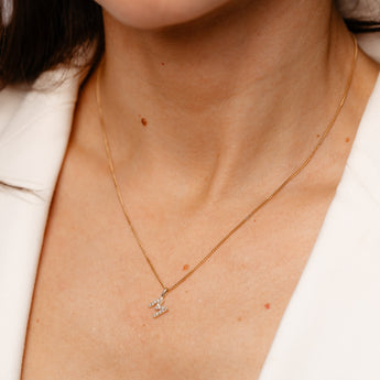 Personalised 9ct Yellow Gold Initial M Pendant with Luminesce Lab Grown Diamonds