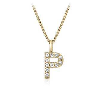 Personalised 9ct Yellow Gold Initial P Pendant with Luminesce Lab Grown Diamonds