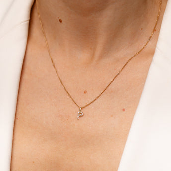 Personalised 9ct Yellow Gold Initial P Pendant with Luminesce Lab Grown Diamonds