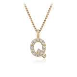 Personalised 9ct Yellow Gold Initial Q Pendant with Luminesce Lab Grown Diamonds