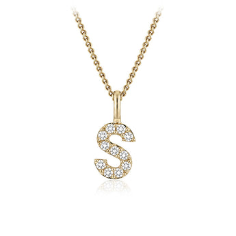 Personalised 9ct Yellow Gold Initial S Pendant with Luminesce Lab Grown Diamonds
