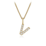 Personalised 9ct Yellow Gold Initial V Pendant with Luminesce Lab Grown Diamonds