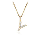 Personalised 9ct Yellow Gold Initial Y Pendant with Luminesce Lab Grown Diamonds