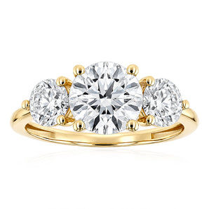 Luminesce Lab Grown 2.6 Carat Diamond Trilogy Ring in 9ct Yellow Gold