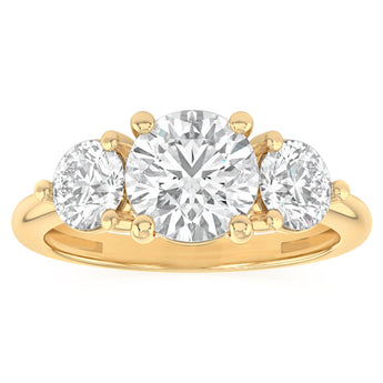 Luminesce Lab Grown 2.6 Carat Diamond Trilogy Ring in 9ct Yellow Gold