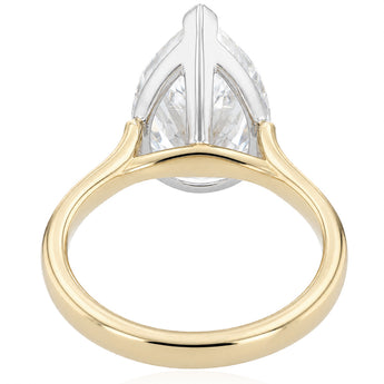 Luminesce Lab Grown 5 Carat Diamond Pear Solitaire Ring in 9ct Yellow and White Gold