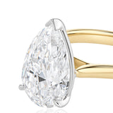 Luminesce Lab Grown 5 Carat Diamond Pear Solitaire Ring in 9ct Yellow and White Gold