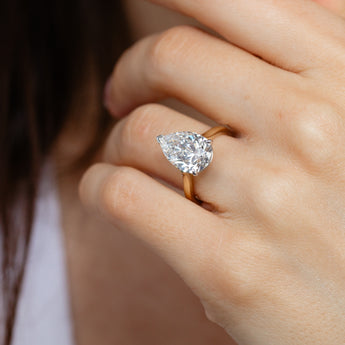 Luminesce Lab Grown 5 Carat Diamond Pear Solitaire Ring in 9ct Yellow and White Gold