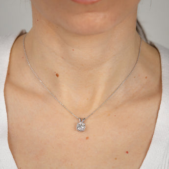Luminesce Lab Grown 2 Carat Diamond Solitaire Pendant on Chain in Sterling Silver
