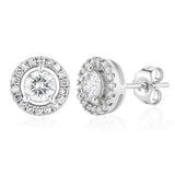 Luminesce Lab Grown 1 Carat Diamond Halo Stud Earrings in Sterling Silver