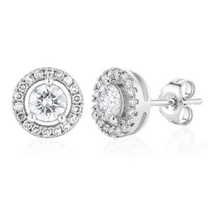 Luminesce Lab Grown 1 Carat Diamond Halo Stud Earrings in Sterling Silver
