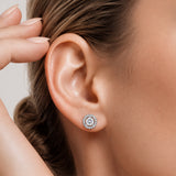 Luminesce Lab Grown 1 Carat Diamond Halo Stud Earrings in Sterling Silver