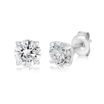 Luminesce Lab Grown 2 Carat Diamond Solitaire Stud Earrings in Sterling Silver