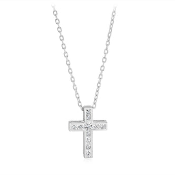 Luminesce Lab Grown 1/4 Carat Diamond Cross Pendant in Sterling Silver on Chain