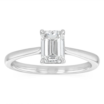 Luminesce Lab Grown 1 Carat Diamond Emerald Solitaire Ring in Sterling Silver
