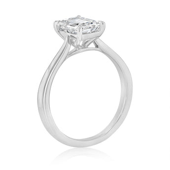 Luminesce Lab Grown 1.50 Carat Diamond Emerald Solitaire Ring in Sterling Silver