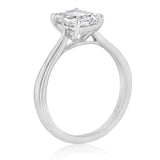 1.50 Carat Lab Diamond Emerald Cut Solitaire Ring in Sterling Silver