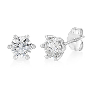 Luminesce Lab Grown 1 Carat Diamond Solitaire Stud Earrings in Sterling Silver