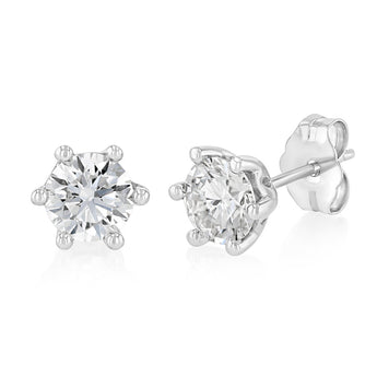 Luminesce Lab Grown 1 Carat Diamond Solitaire Stud Earrings in Sterling Silver