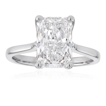 Luminesce Lab Grown 3 Carat Diamond Radiant Solitaire Ring in Sterling Silver
